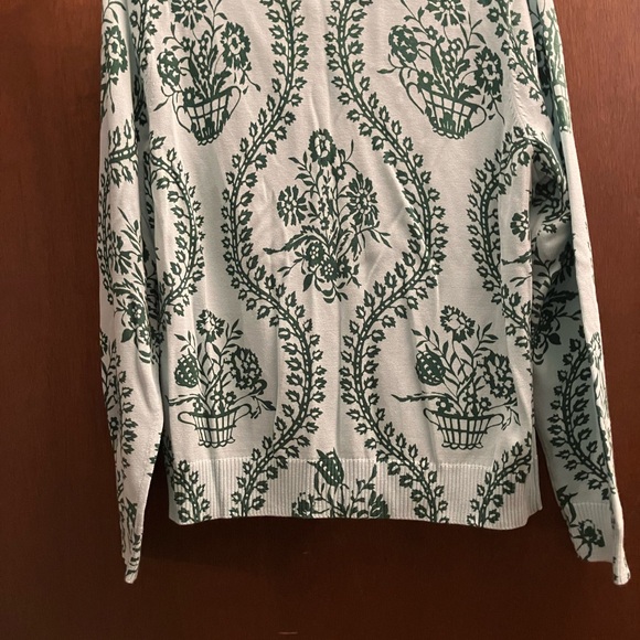 Talbots V Neck Floral Cardigan Sweater Size Large in Green NWT - Picture 2 of 6
